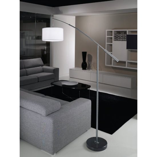 Eglo nadina piantana ad arco e27 195cm per soggiorno moderna nichel