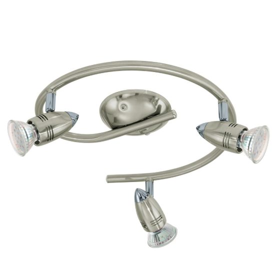 Eglo magnum-led plafoniera con 3 faretti gu10 led 8,4w 3000k orientabili 25,5cm per corridoio moderna nichel e cromo