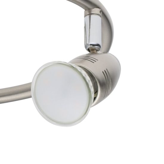 Eglo magnum-led plafoniera con 3 faretti gu10 led 8,4w 3000k orientabili 25,5cm per corridoio moderna nichel e cromo