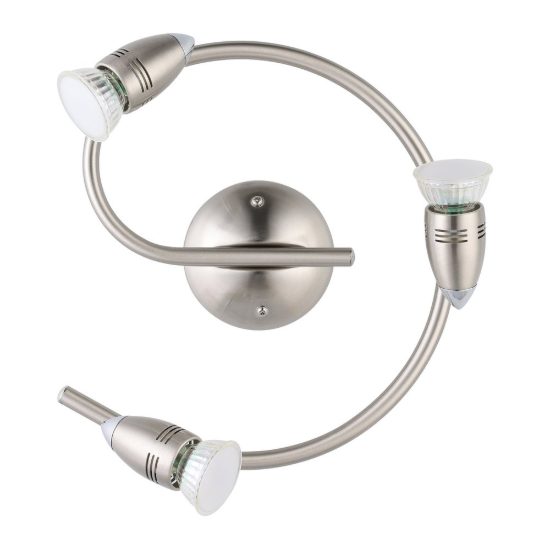 Eglo magnum-led plafoniera con 3 faretti gu10 led 8,4w 3000k orientabili 25,5cm per corridoio moderna nichel e cromo