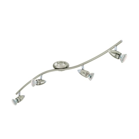 Eglo magnum-led plafoniera con 4 faretti gu10 led 11,2w 3000k orientabili 64,5cm per ingresso moderna nichel e cromo