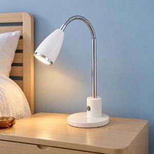 Eglo fox abat-jour per camera da letto gu10 led 2,8w 3000k 32cm moderna bianca e cromo