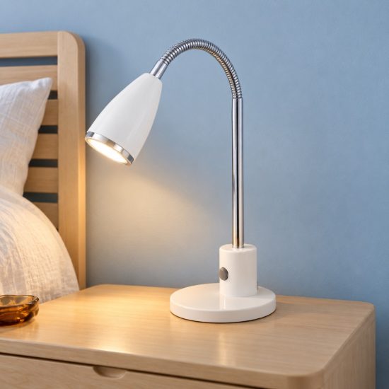 Eglo fox abat-jour per camera da letto gu10 led 2,8w 3000k 32cm moderna bianca e cromo
