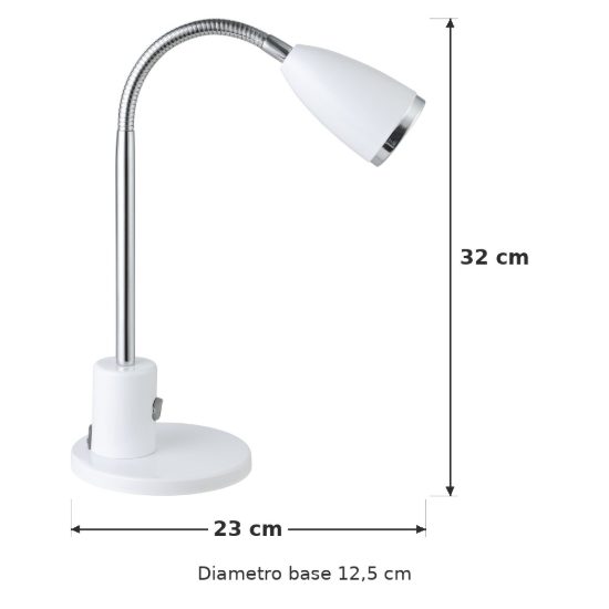 Eglo fox abat-jour per camera da letto gu10 led 2,8w 3000k 32cm moderna bianca e cromo