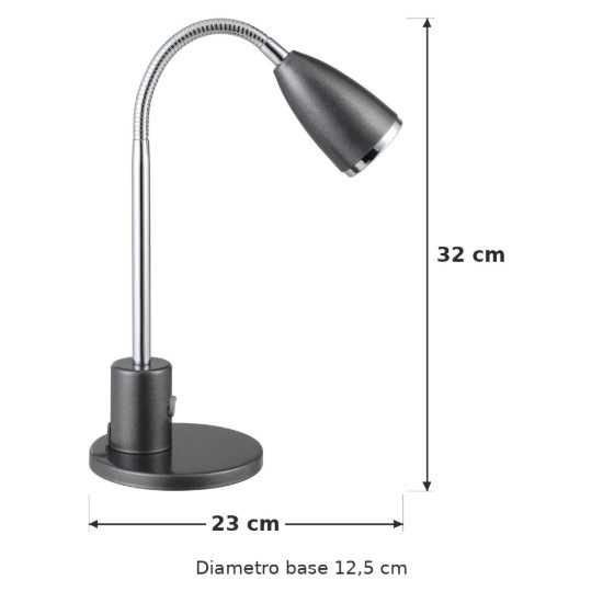 Eglo fox abat-jour per camera da letto gu10 led 2,8w 3000k 32cm moderna antracite e cromo