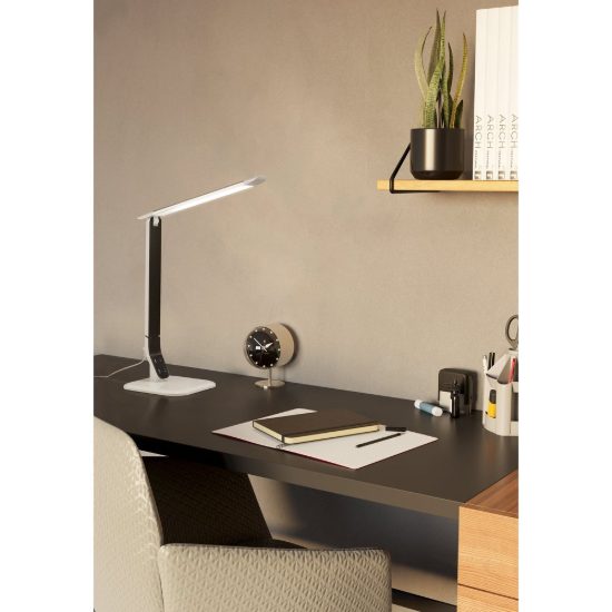 Eglo sellano lampada da scrivania led 4w cct 3000k 6000k 42cm per ufficio moderna bianca e nera