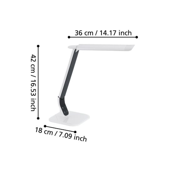 Eglo sellano lampada da scrivania led 4w cct 3000k 6000k 42cm per ufficio moderna bianca e nera