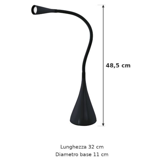 Eglo snapora lampada da scrivania led 3w 3000k 48,5cm dimmerabile per ufficio moderna nera