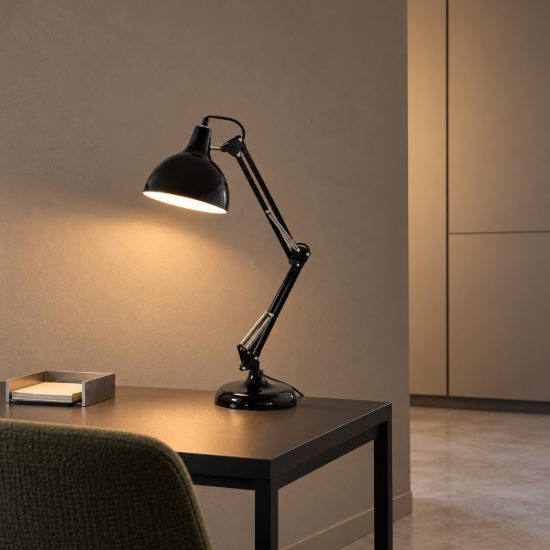 Eglo borgillio lampada da scrivania e27 71cm per ufficio moderna nera