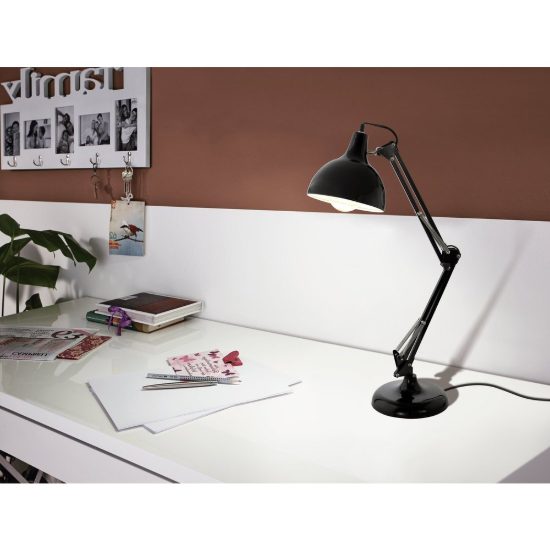 Eglo borgillio lampada da scrivania e27 71cm per ufficio moderna nera