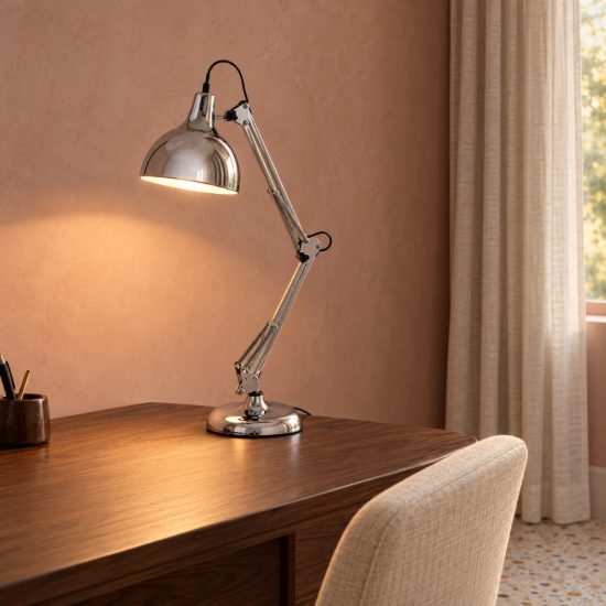 Eglo borgillio lampada da scrivania e27 71cm per ufficio moderna cromo