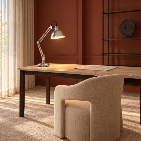 Eglo borgillio lampada da scrivania e27 71cm per ufficio moderna cromo