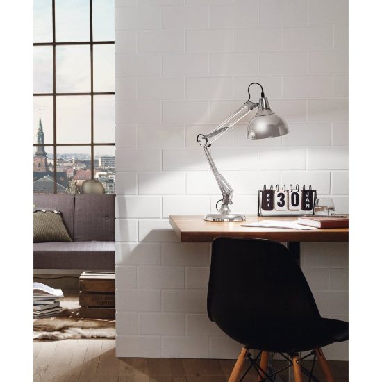 Eglo borgillio lampada da scrivania e27 71cm per ufficio moderna cromo