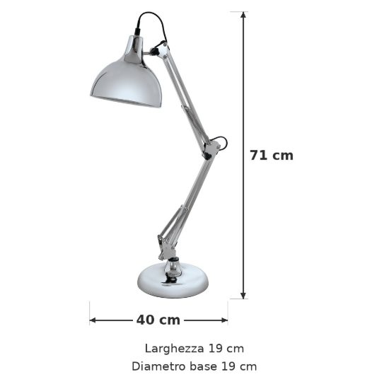 Eglo borgillio lampada da scrivania e27 71cm per ufficio moderna cromo