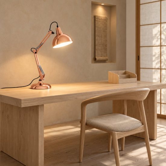 Eglo borgillio lampada da scrivania e27 71cm per ufficio moderna rame