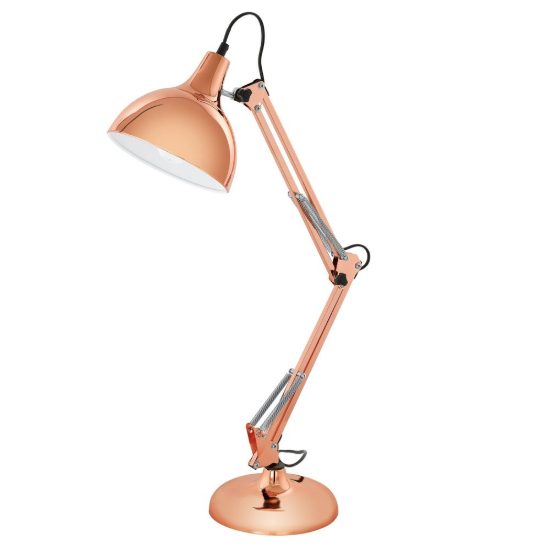 Eglo borgillio lampada da scrivania e27 71cm per ufficio moderna rame