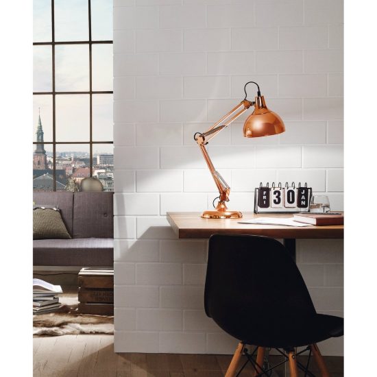 Eglo borgillio lampada da scrivania e27 71cm per ufficio moderna rame