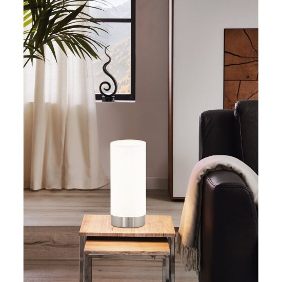 Eglo damasco 1 abat-jour per camera da letto e27 21,5cm moderna nichel
