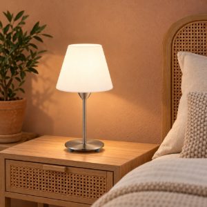 Eglo damasco 1 abat-jour per camera da letto e14 30cm moderna nichel
