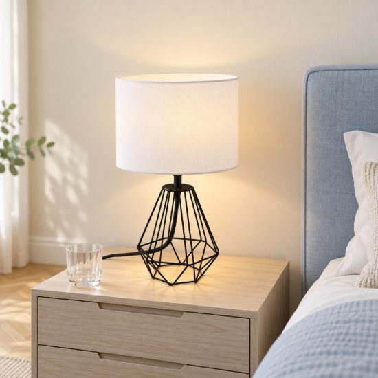 Eglo carlton 2 abat-jour per camera da letto e14 30,5cm moderna nera