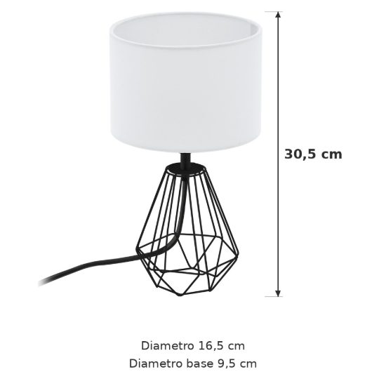 Eglo carlton 2 abat-jour per camera da letto e14 30,5cm moderna nera