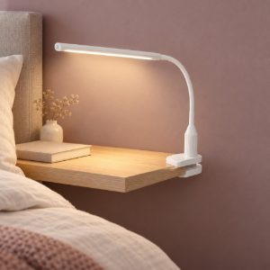 Eglo laroa lampada a pinza led 4,2w 4000k 27,5cm dimmerabile per ufficio moderna bianca