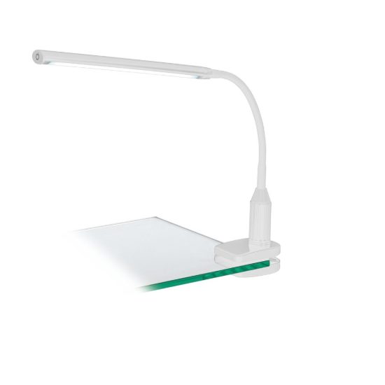 Eglo laroa lampada a pinza led 4,2w 4000k 27,5cm dimmerabile per ufficio moderna bianca