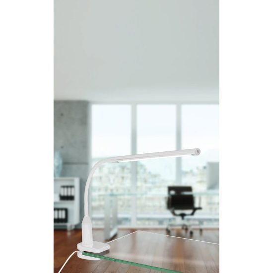 Eglo laroa lampada a pinza led 4,2w 4000k 27,5cm dimmerabile per ufficio moderna bianca