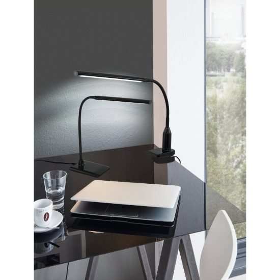 Eglo laroa lampada a pinza led 4,2w 4000k 27,5cm dimmerabile per ufficio moderna nera