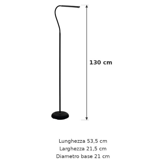 Eglo laroa piantana led 4,2w 4000k 130cm dimmerabile per soggiorno moderna nera