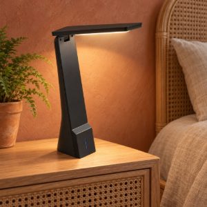 Eglo la seca abat-jour per camera da letto led 1,8w cct 3000k 5000k 26cm dimmerabile moderna nera