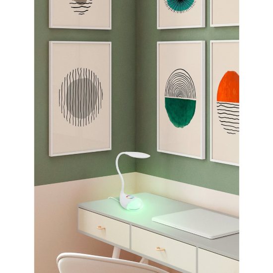 Eglo cabado 1 lampada da scrivania led 2,7w rgb 5000k 49cm dimmerabile per ufficio moderna bianca