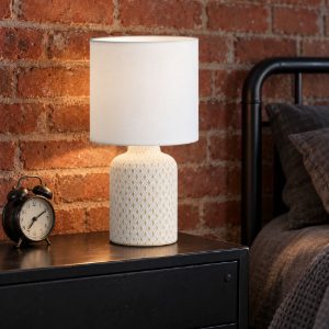 Eglo bellariva abat-jour per camera da letto e14 32cm moderna bianco panna