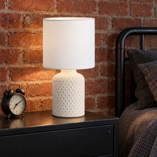 Eglo bellariva abat-jour per camera da letto e14 32cm moderna bianco panna