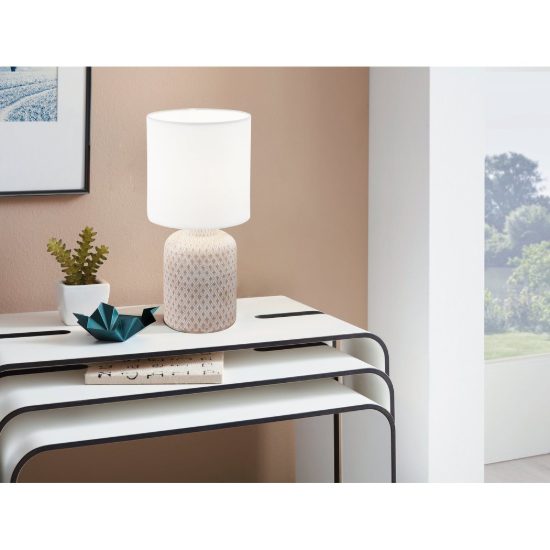 Eglo bellariva abat-jour per camera da letto e14 32cm moderna bianco panna