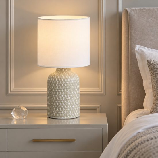 Eglo bellariva abat-jour per camera da letto e14 32cm moderna grigia