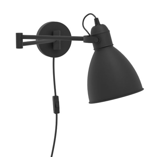 Eglo san peri applique per comodino camera da letto e27 13cm moderna nera