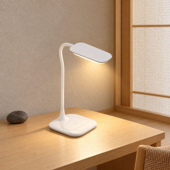 Eglo masserie lampada da scrivania led 3,7w 4000k 38,5cm dimmerabile per ufficio moderna bianca