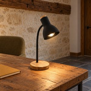 Eglo veradal lampada da scrivania e27 49cm per ufficio moderna nera e marrone