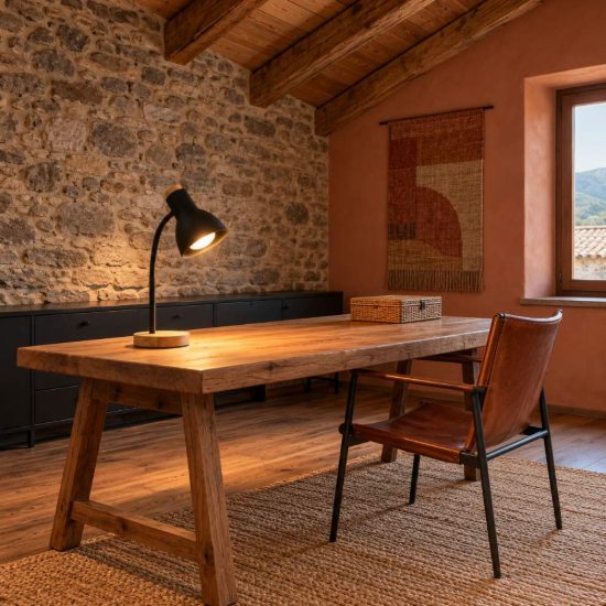 Eglo veradal lampada da scrivania e27 49cm per ufficio moderna nera e marrone
