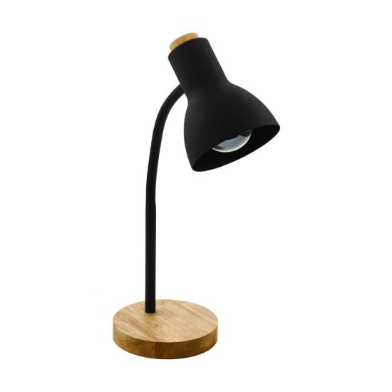 Eglo veradal lampada da scrivania e27 49cm per ufficio moderna nera e marrone