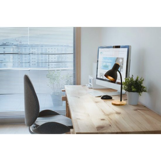 Eglo veradal lampada da scrivania e27 49cm per ufficio moderna nera e marrone