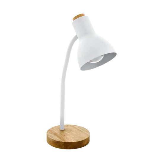 Eglo veradal lampada da scrivania e27 49cm per ufficio moderna bianca e marrone