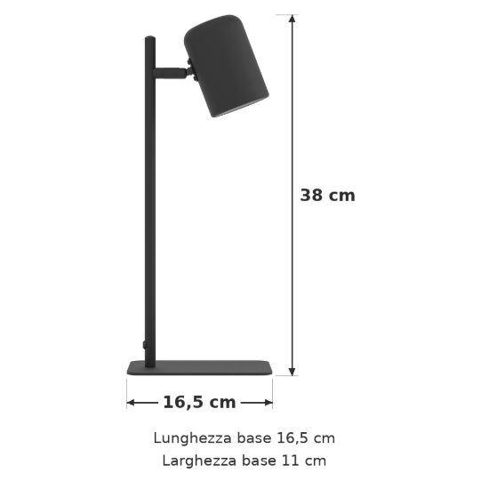 Eglo ceppino lampada da scrivania gu10 led 4,5w 3000k 38cm per ufficio moderna nera e bianca