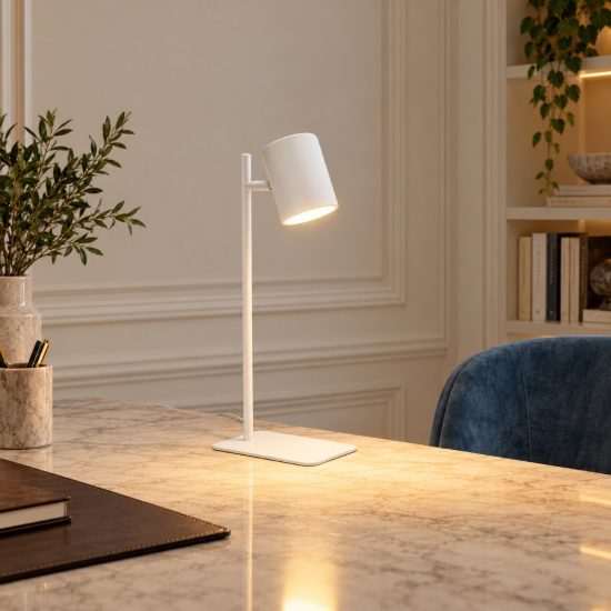 Eglo ceppino lampada da scrivania gu10 led 4,5w 3000k 38cm per ufficio moderna bianca