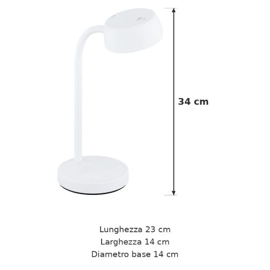 Eglo cabales abat-jour per camera da letto led 4,6w 3000k 34cm moderna bianca