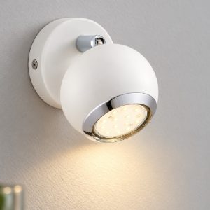 Eglo bimeda applique con faretto gu10 led 2,8w 3000k orientabile 7cm per soggiorno moderna bianca e cromo