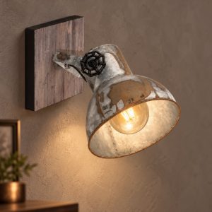 Eglo barnstaple applique con faretto e27 orientabile 16cm per sala da pranzo moderna marrone patinato e nera