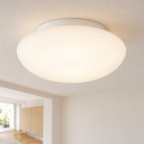 Eglo ella plafoniera 28cm per cucina moderna bianca con vetro opalino