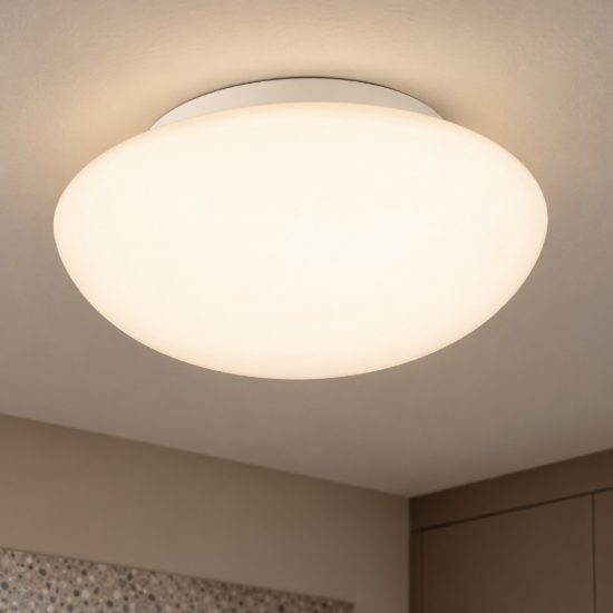 Eglo ella plafoniera 2 luci 35cm per cucina moderna bianca con vetro opalino
